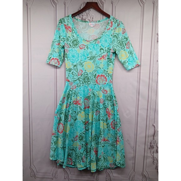 NWOT LuLaRoe Dress Women's Size S Midi Flare Skirt Tropical Floral Print Soft EC - Picture 1 of 16